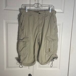 Abercrombie Fitch Mens Cargo Shorts 30 Tan Khaki Paratrooper 90s Utility Pockets